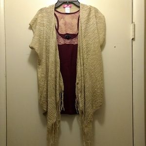 Cascading sleeveless cardigan